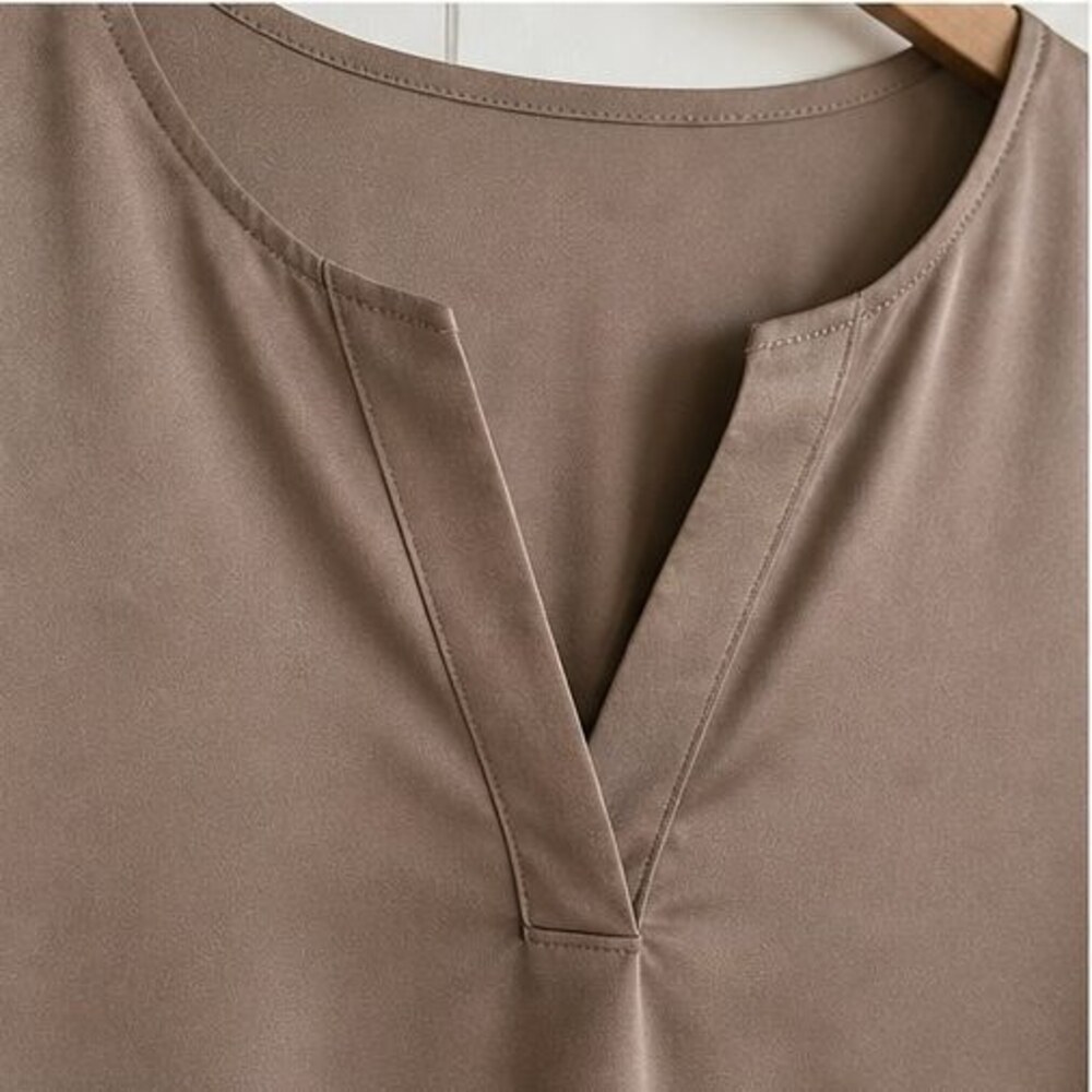 Taupe Puff Sleeve Top - Picture 4 of 6